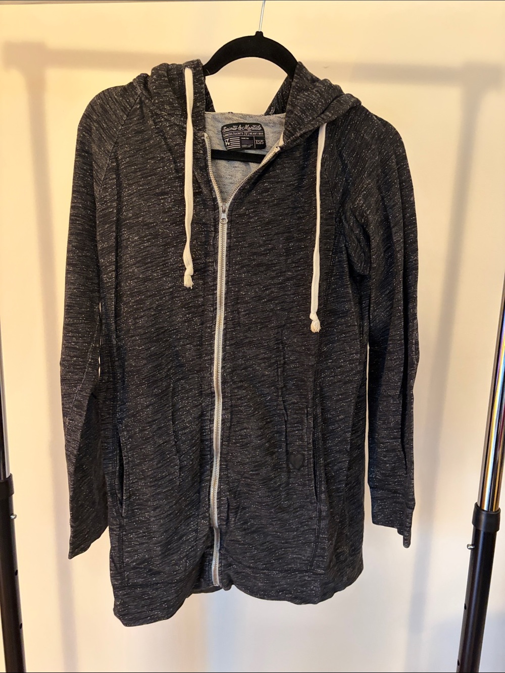Everyday Zip Hoodie - Charcoal Heather - Extra Long Length
